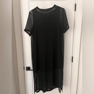 Zara Black Sheer Midi Shift Dress